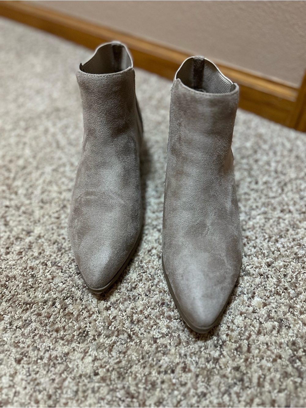 Cityclassified Taupe Suede Pointed Ankle Booties Size 6.5
